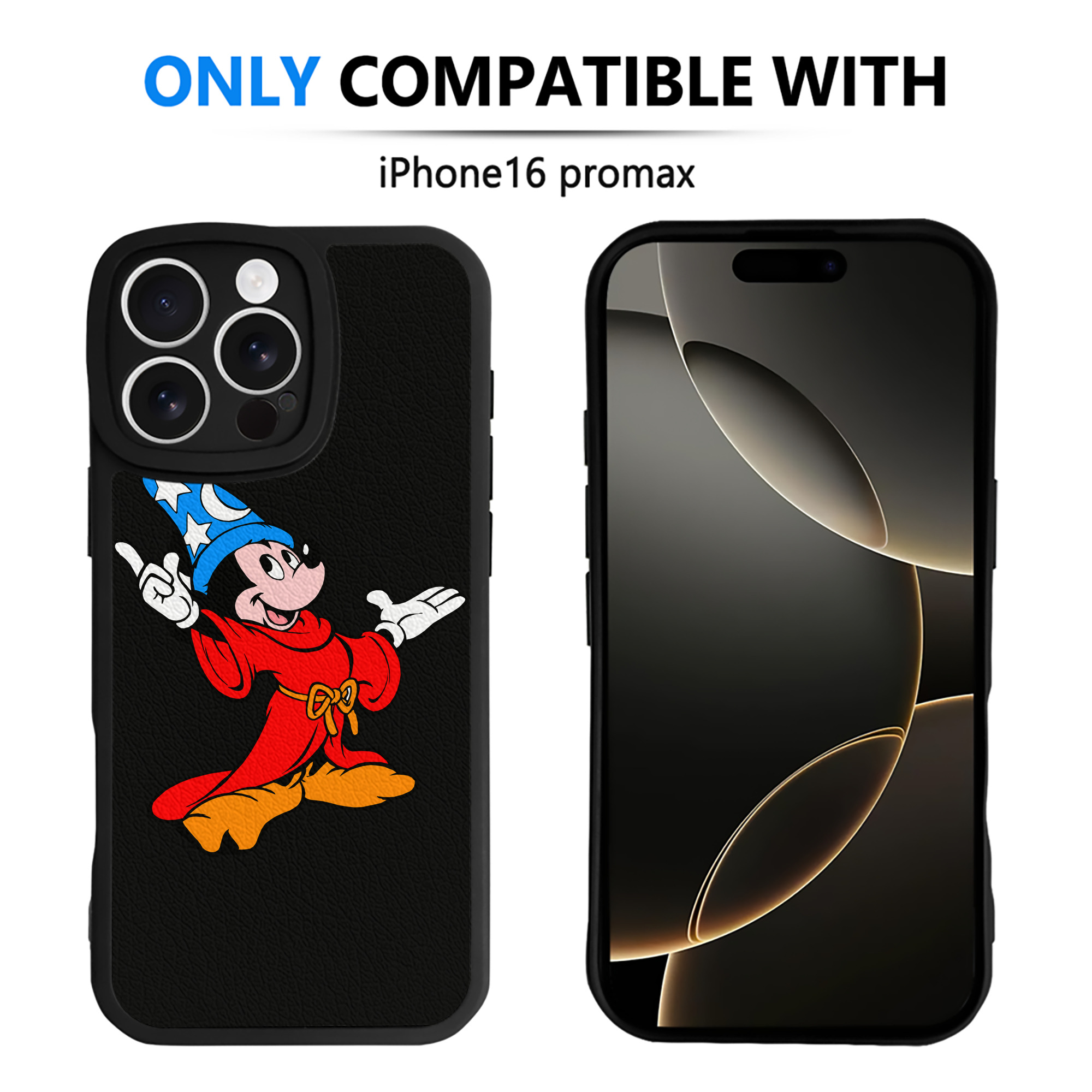 （画像用） ミッキーマウス Mickey Mouse 【iPhone 16シリーズ対応】シリコンスマホケース（レザー調） 材質：シリコン